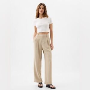 Beige Women's Wide-Leg Pants